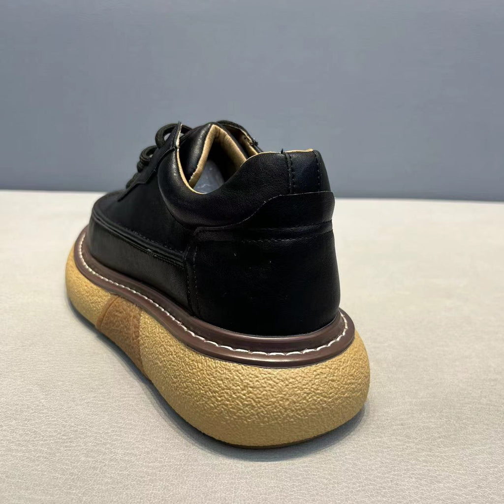 Men's Breathable Leather Shoes Trendy Platform Sports