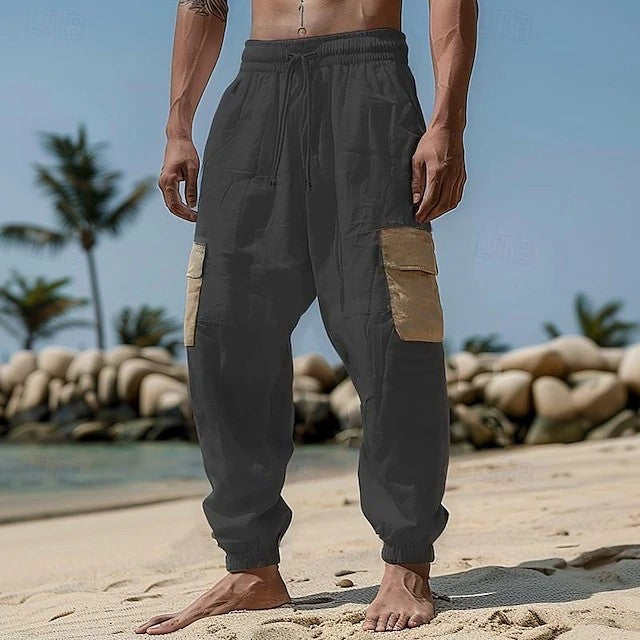 Beach Straight-leg Pants Solid Color Comfortable Street Daily Wear