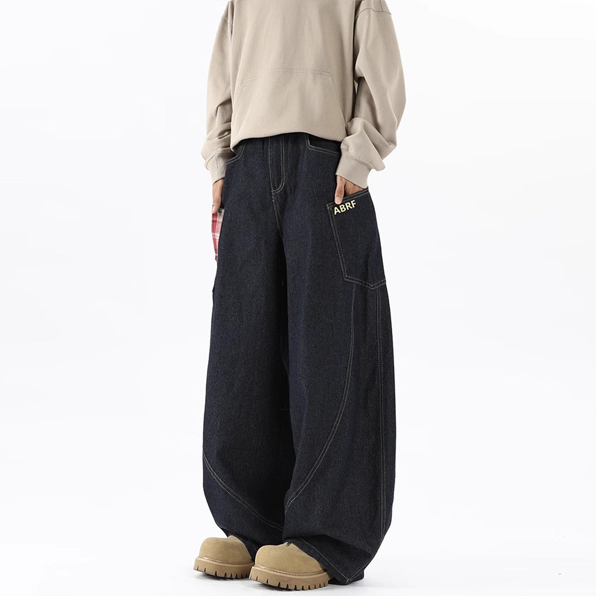 Retro Design Large Pocket Machete Cargo Jeans Men