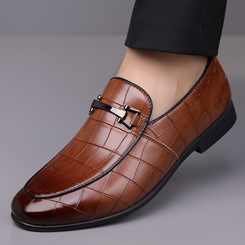 Men's Plaid Light Luxury Plus Size Rubber Sole Lightweight Leather Shoes