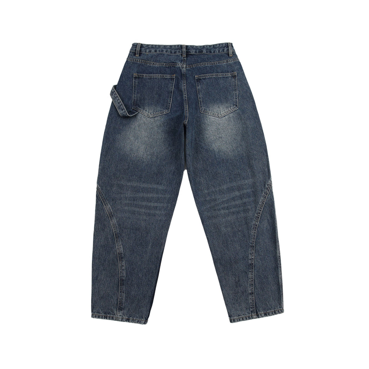 Retro Heavy Washed Oblique Placket Pocket Design Cargo Jeans