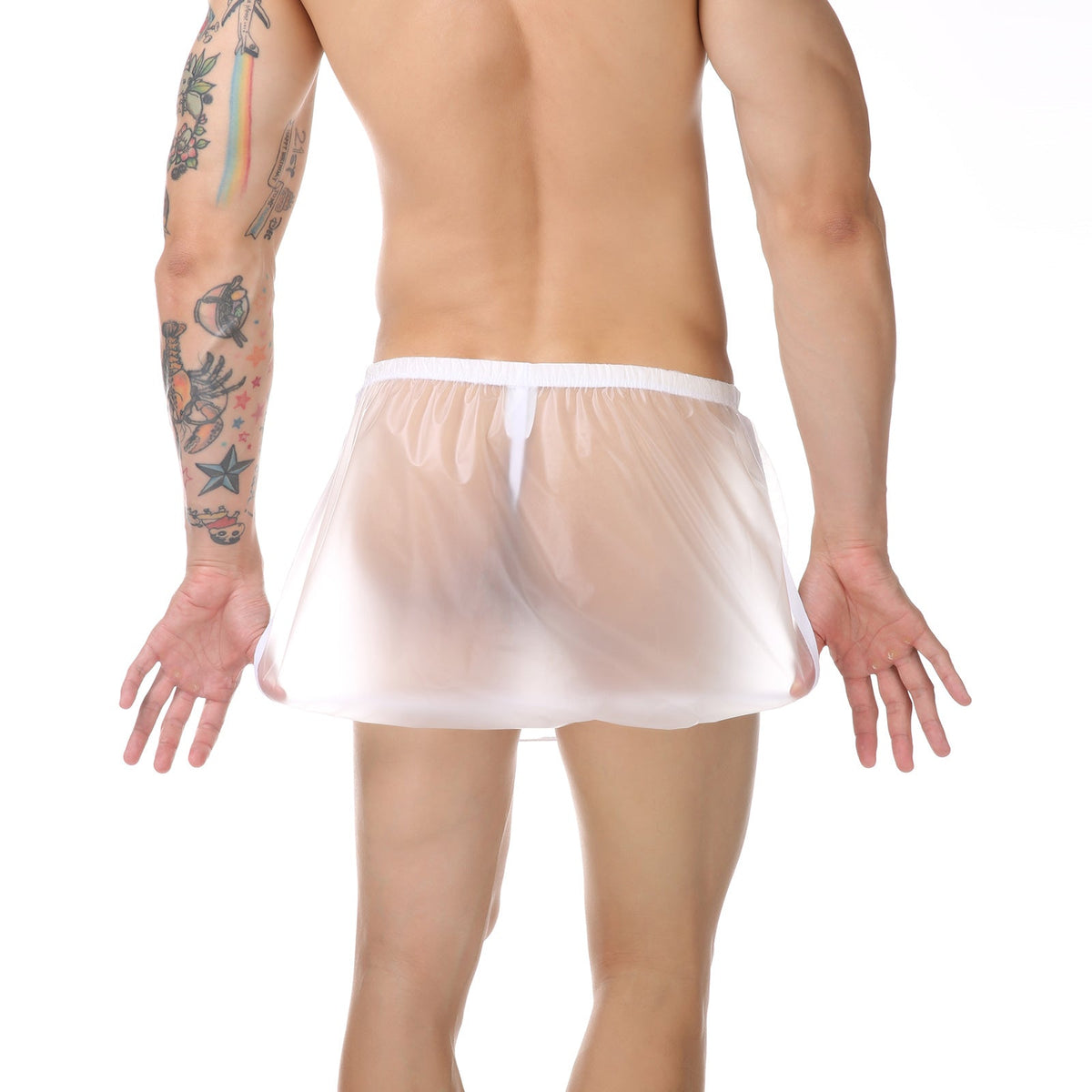 Men's Sexy See-through Homewear Two-in-one Boxer Skirt