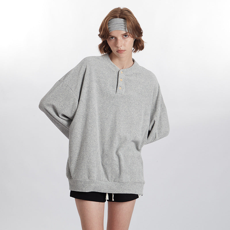 Solid Color Round Neck All-matching Couple Sweater