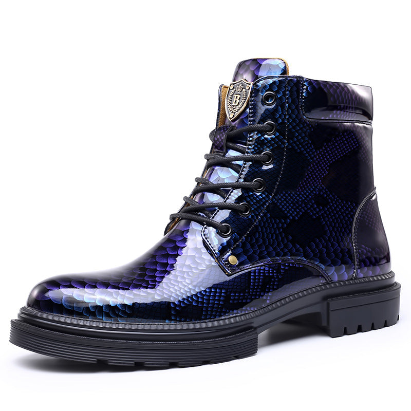 Men's Snake Pattern Color Changing Martin Shoes