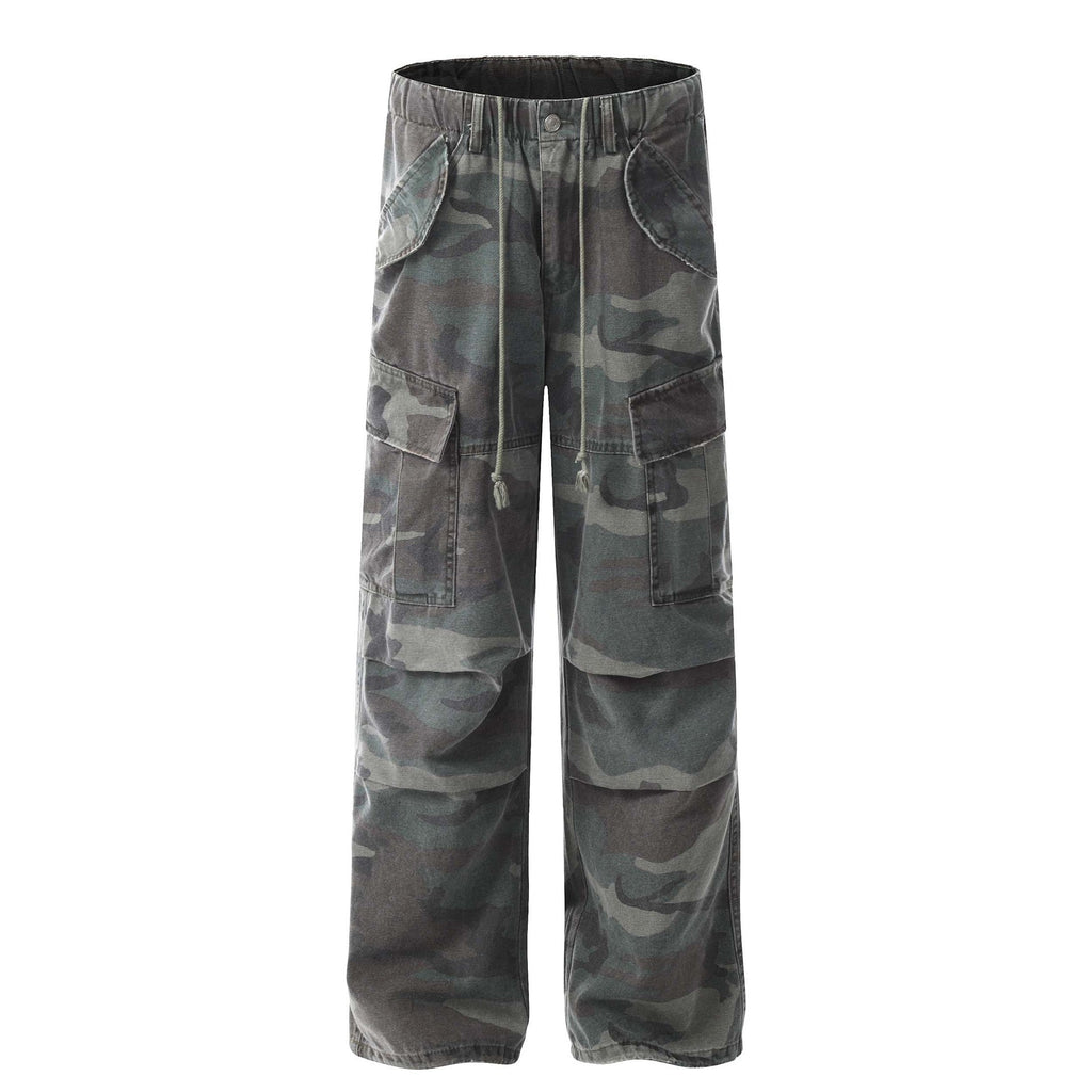 American Retro Mechanical Pleated Multi-pocket Camouflage Denim Men's And Women's Work Clothes