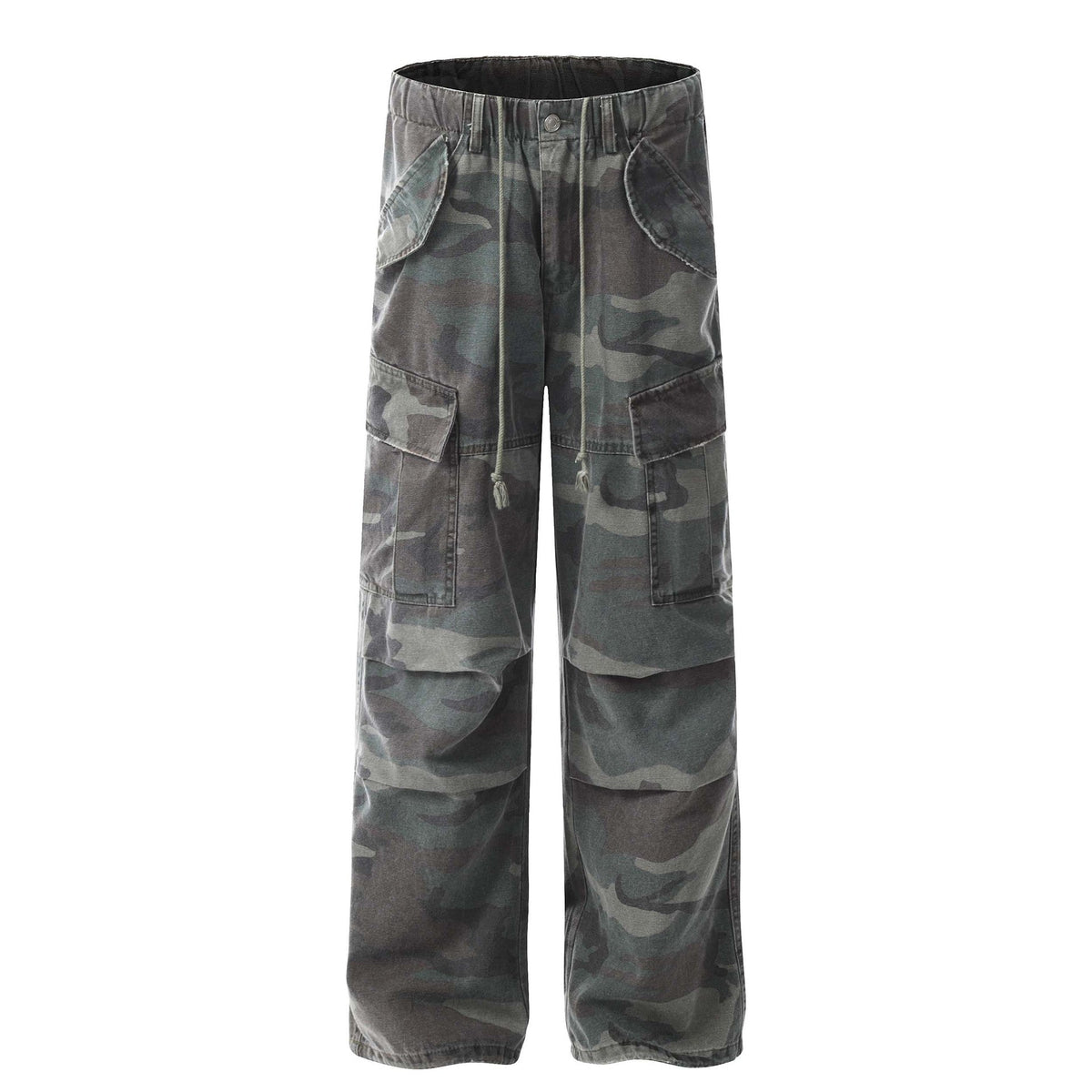 American Retro Mechanical Pleated Multi-pocket Camouflage Denim Men's And Women's Work Clothes