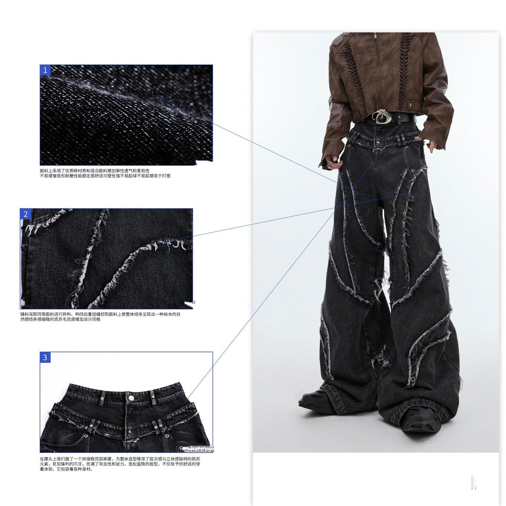 Retro Washed Distressed Profile Jeans