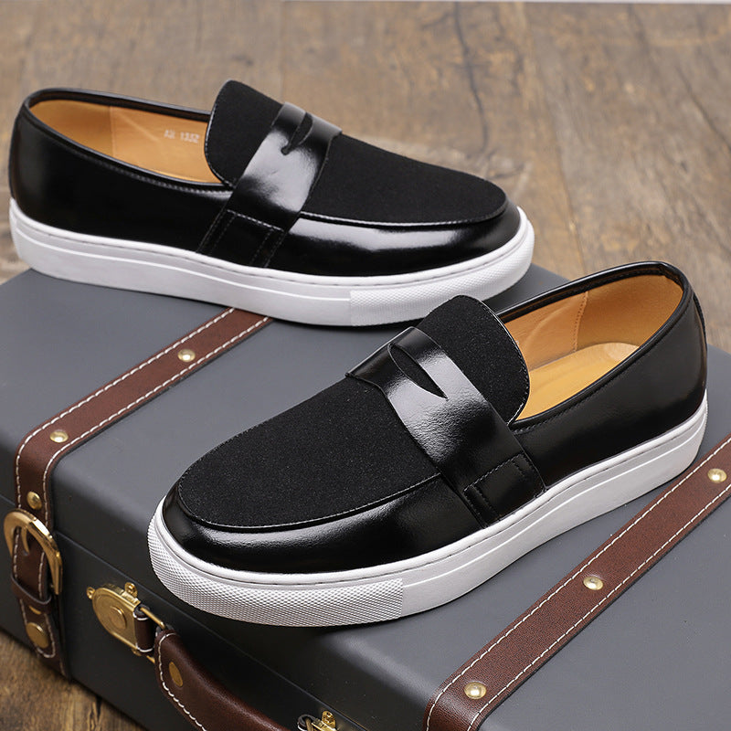 Korean Style Trendy Thick-soled Men's British Style Casual Leather Shoes
