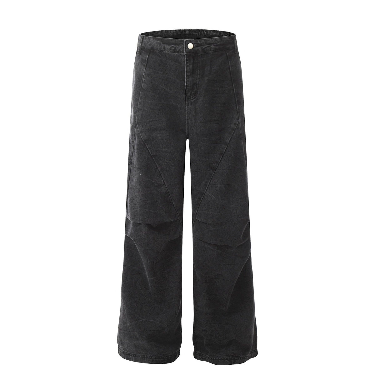 High Street Washed Black Stitching Wide Leg Jeans