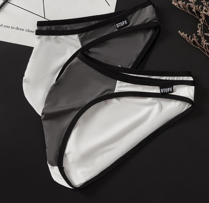 Men's Thin Ice Silk Single Layer U Pouch Low Waist Briefs
