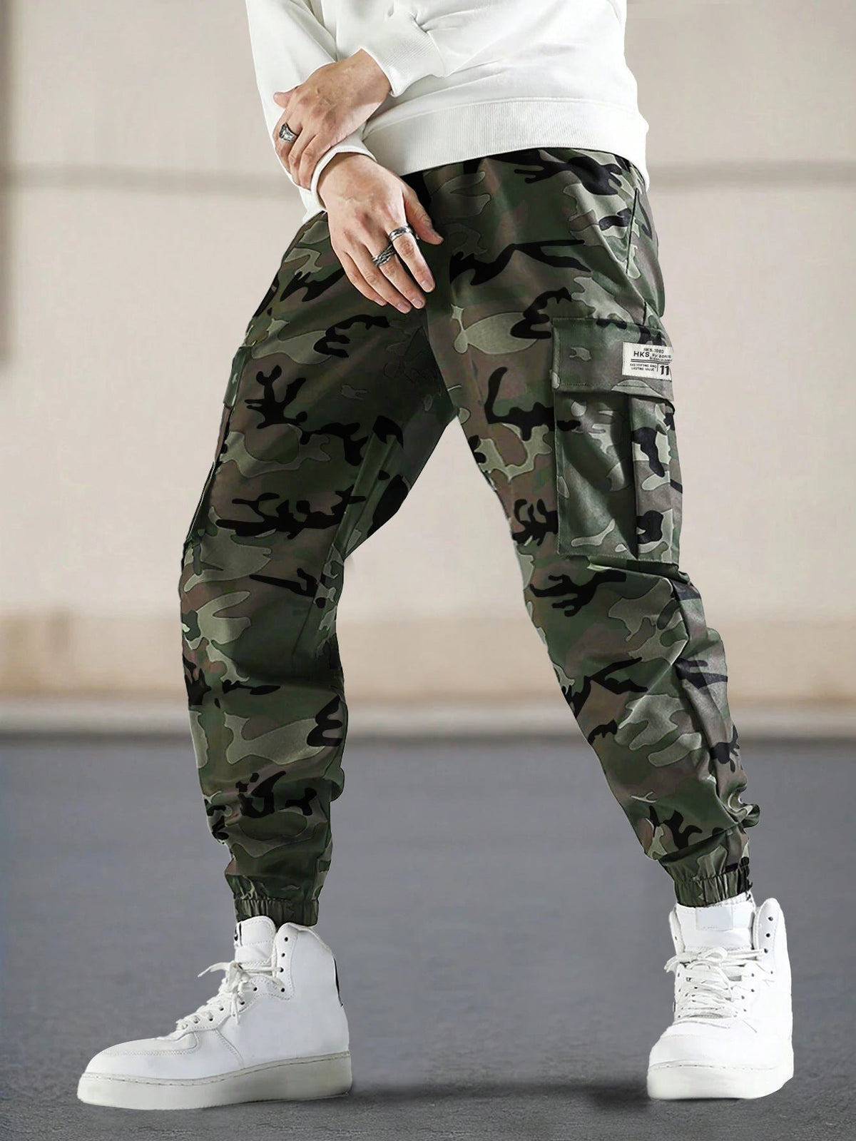 Men's Fashion Camouflage Work Pants With Side Pockets Casual Regular