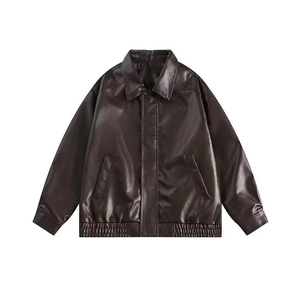 Retro Spring And Autumn New Leather Coat Coat Men's American Casual Loose Motorcycle Clothing
