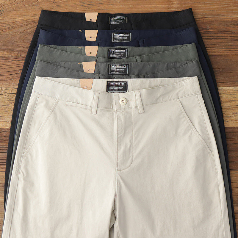 Summer Thin Breathable Casual Pants Men's Basic Style Tapered Stretch