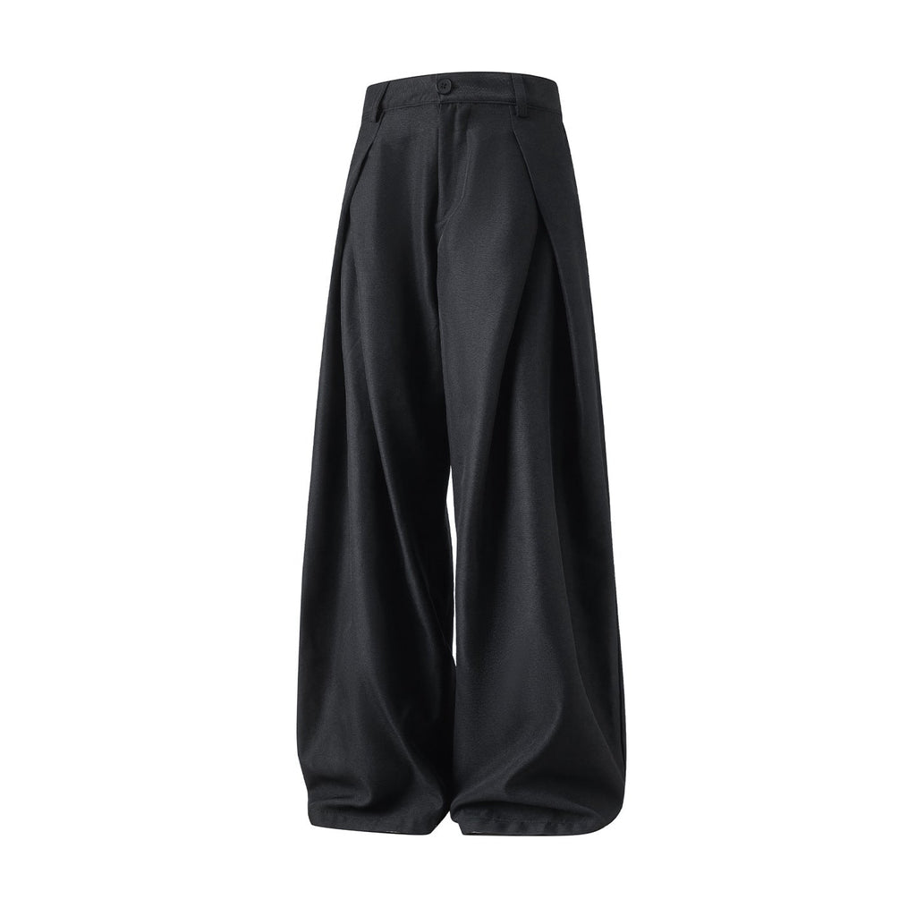Cross Pleated Design Draping Casual Suit Pants