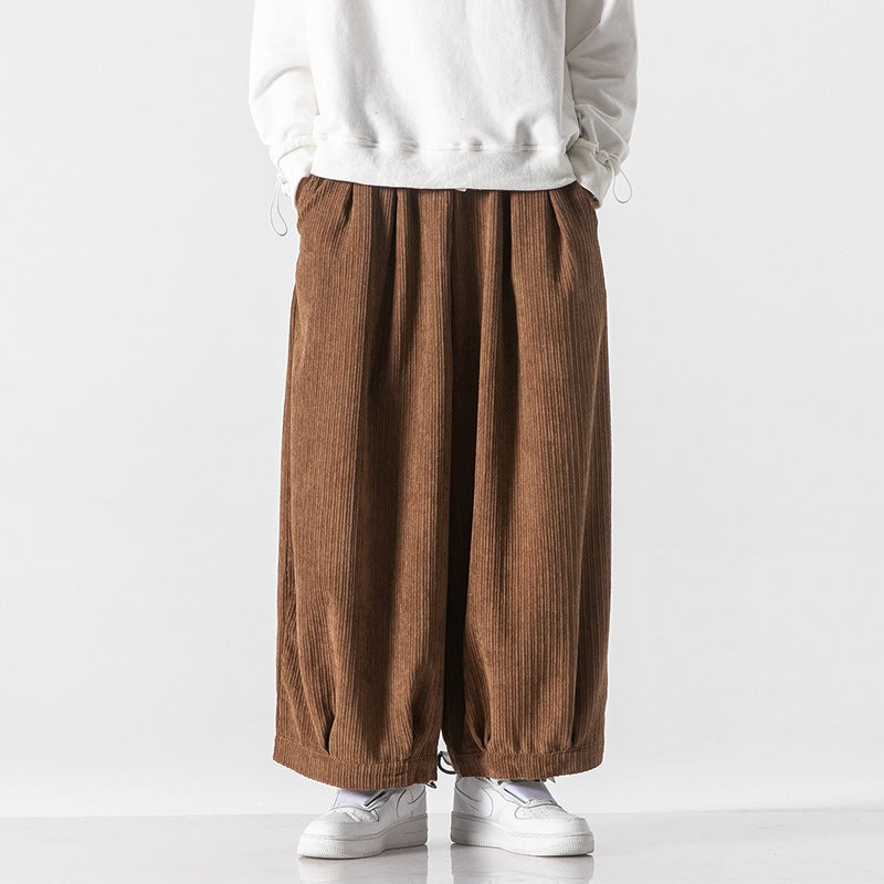 Men's Loose Casual Japanese Workwear Corduroy Harem Wide-leg Trousers