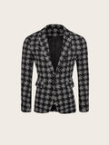 Houndstooth Leisure Suit Slim-fit Plaid Suit jacket
