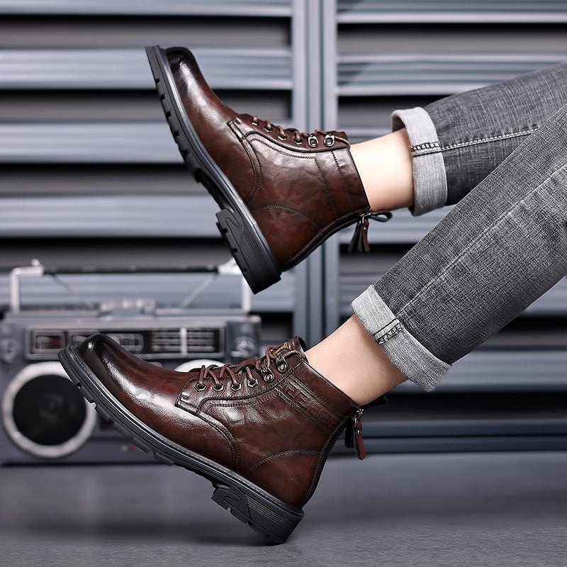 British Style All-matching Work Ankle Haulage Motor Leather Boots