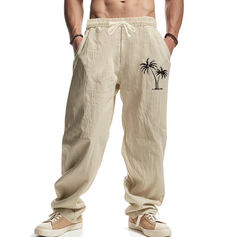 Casual Hawaiian Beach Coconut Print Trousers