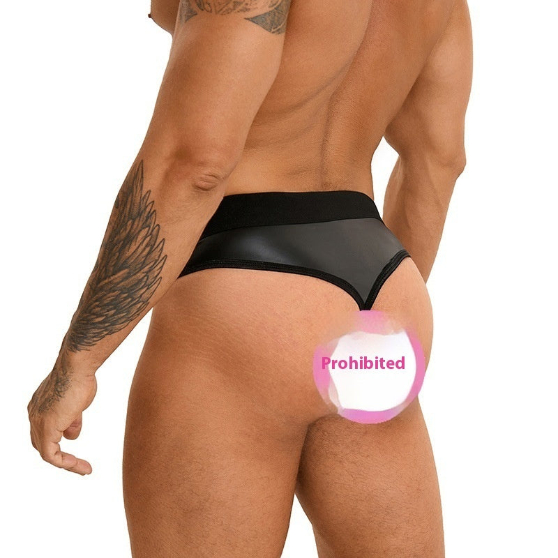 European And American Men's Sexy Underwear Plus Size Sexy Briefs Imitation Leather