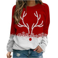 Snowflake Christmas Deer Printed Round Neck Street Pullover Sweater
