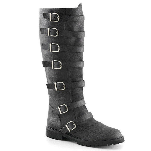 Low Heel Multiple Buckles High Leg Retro Boots