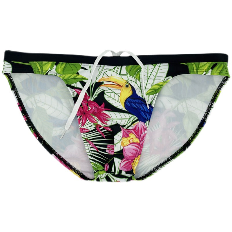 Men's Triangle Low Waist Floral Swimming Trunks