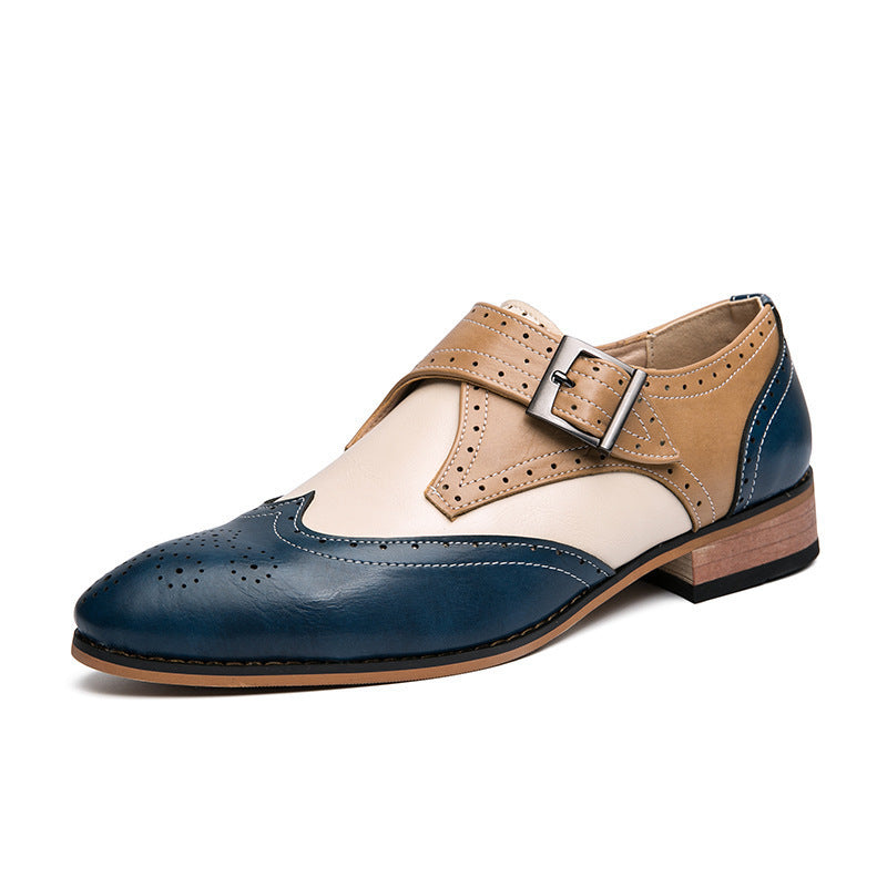 Men's Color-blocking Leather Shoes Fashion Trend