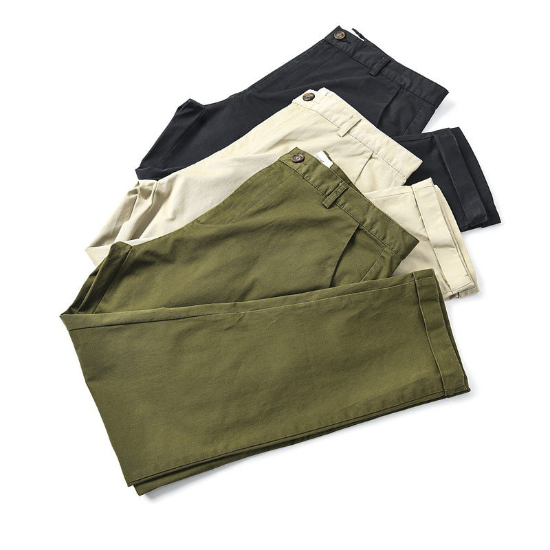 Men's Cotton Twill Stretch Slim Casual Pants Straight