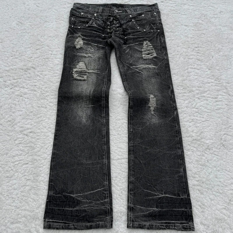 Slightly Flared Double Waist Lace Pants For Men And Women