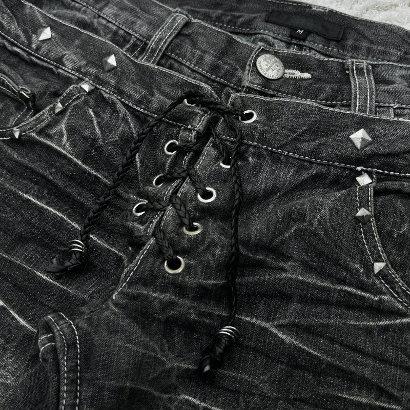 Slightly Flared Double Waist Lace Pants For Men And Women