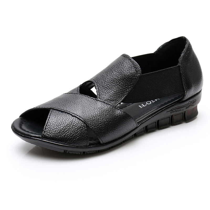 Leather Flat Two-wear Sandals Women's Wild Beef Tendon Soft Sole