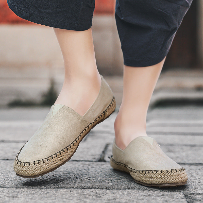 Summer Breathable Canvas Slip-on Lofter Men's Casual Linen Cloth Shoes