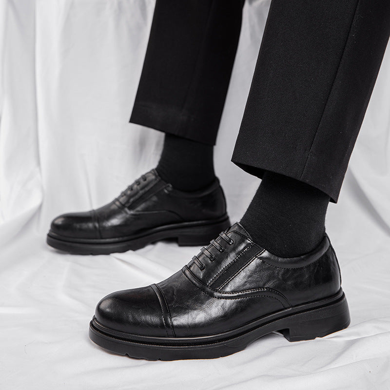 Genuine Leather Men's Leather Shoes Increased Casual Soft Bottom Super
