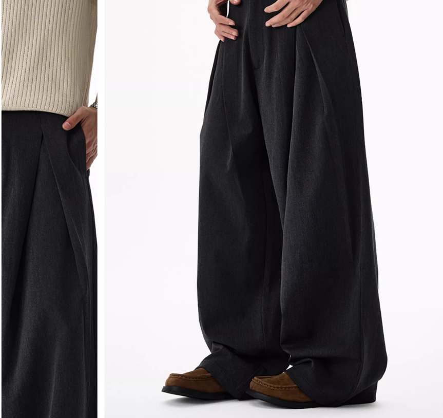 Design Sense Double Pleated Profile Suit Pants Men And Women High Sense