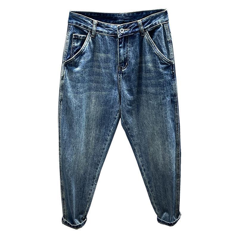 Retro Plus Size Wide Legs Men's Straight Loose Radish Tapered Jeans