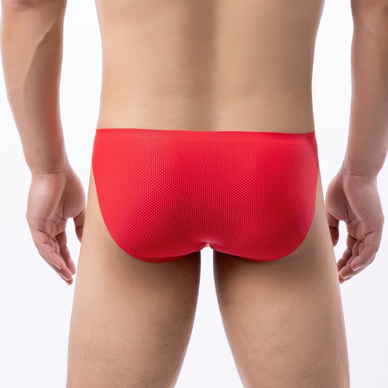 Men's Ice Silk Seamless Briefs Low Waist Thin Summer Low Waist