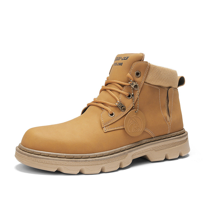 Men's Short Leather Boots British Style Increased Leisure