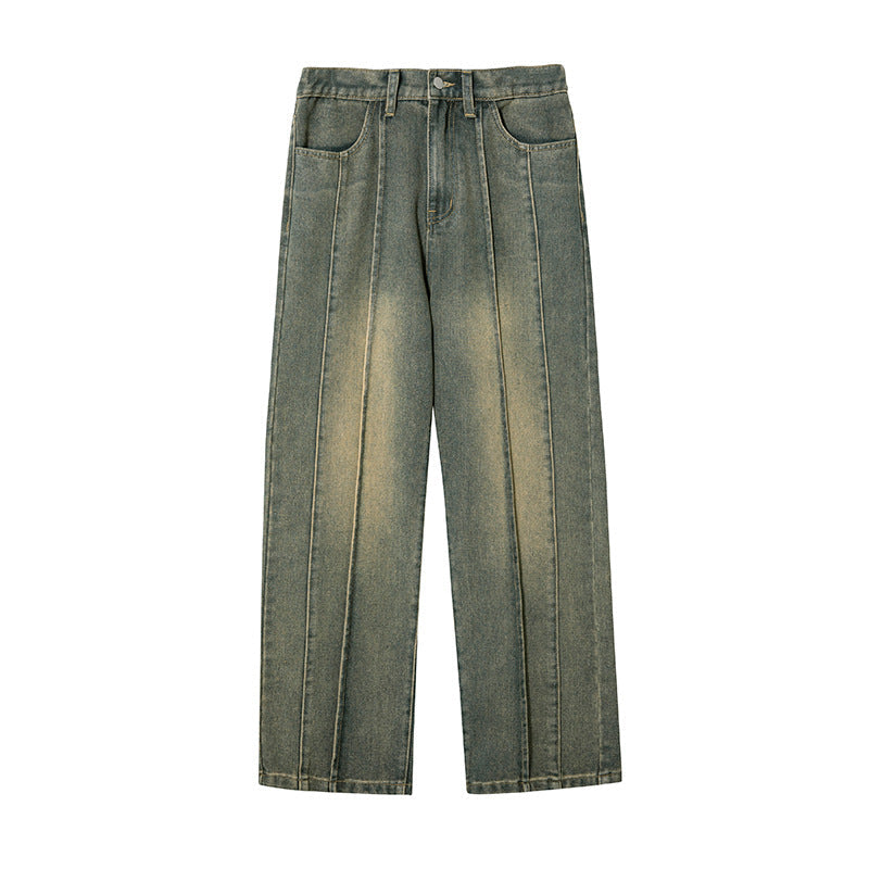 Split Structure American High Street Jeans Autumn Three-dimensional Stitching Design