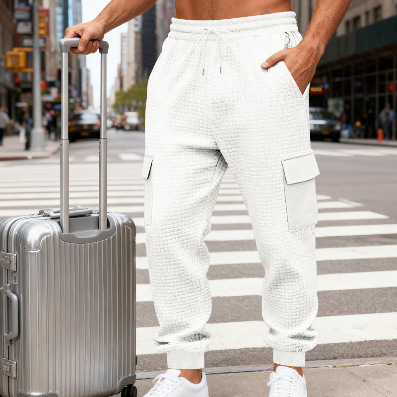 Men's Loose Fit Casual Sports Jacquard Outdoor Work Trousers For Commuting