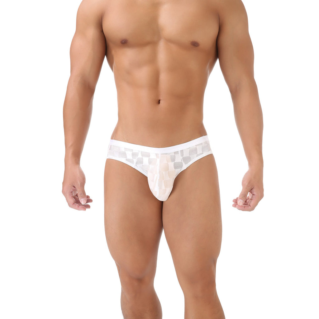 Men's Mesh Breathable U-convex Plaid Underpants