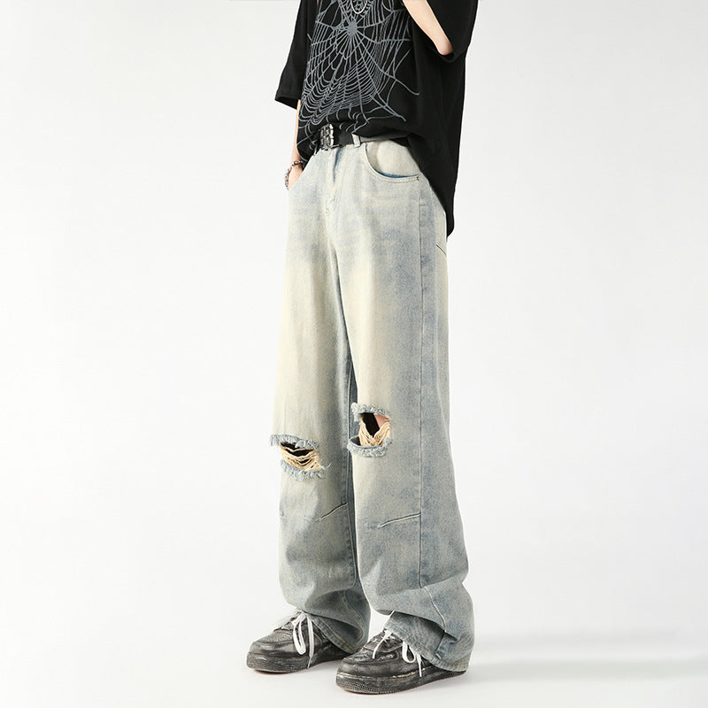 Men's Summer American Washed Broken Holes Pants
