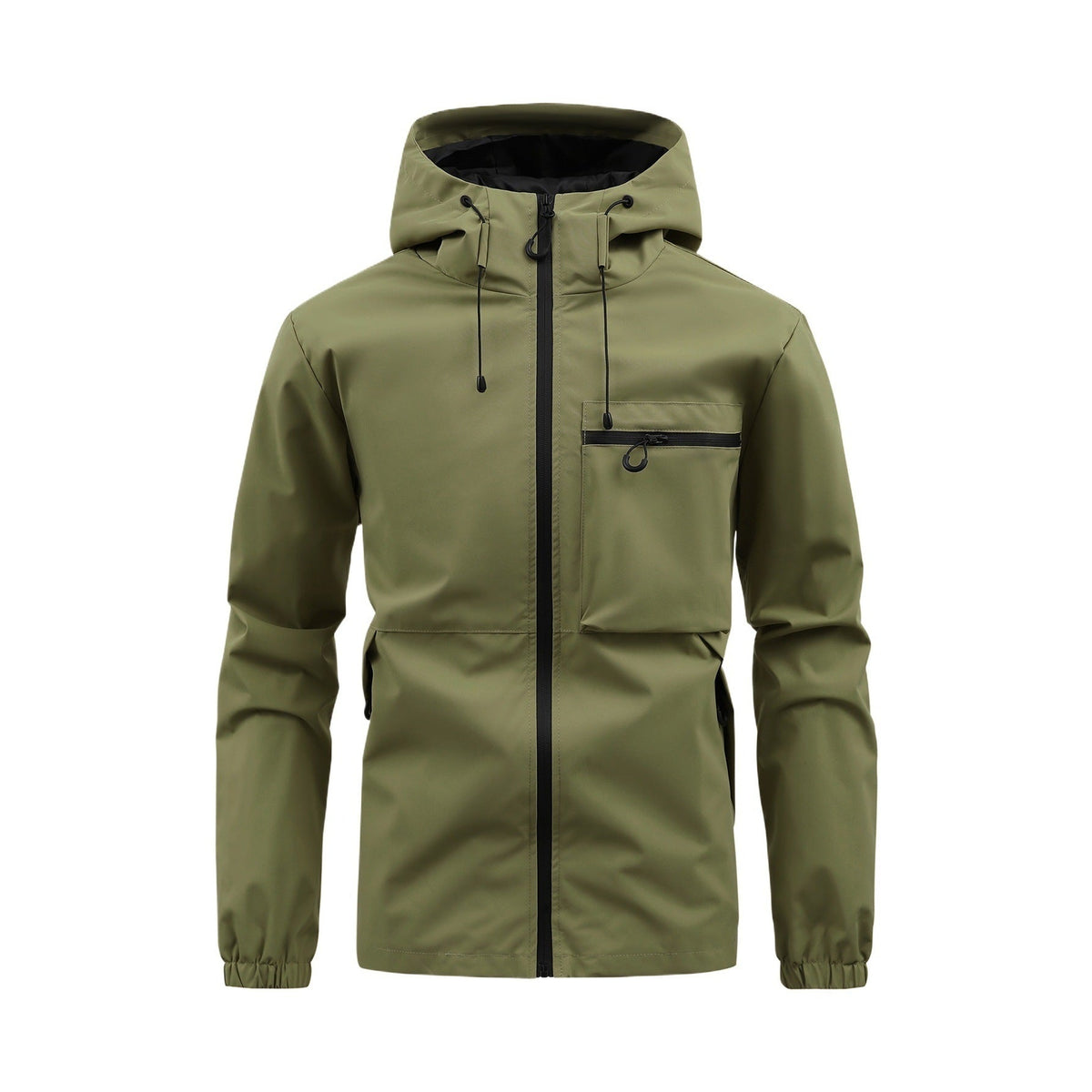Men's Fashion Casual Hooded Solid Color Multi-pocket Work Pants Outdoor Coat
