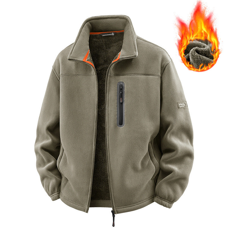 Fleece Sweater Men's Outdoor Casual Stand Collar Warm Jacket