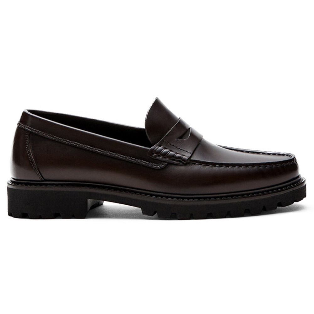 Men's Loafers Leather Shoes First Layer Cowhide Simple Casual Soft Sole Shoes