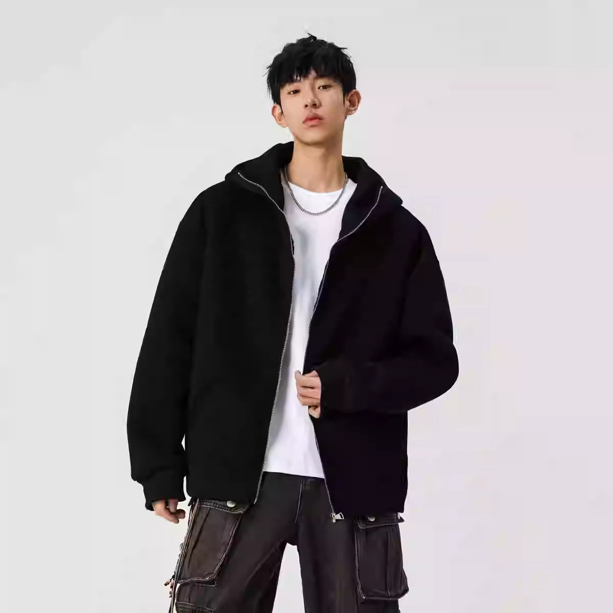 Solid Color Cardigan Sweatshirt