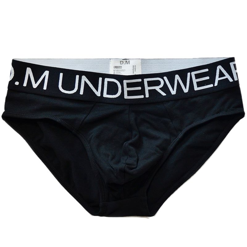 Men's Low Waist Simple Letter Cotton Comfortable Solid Color Briefs