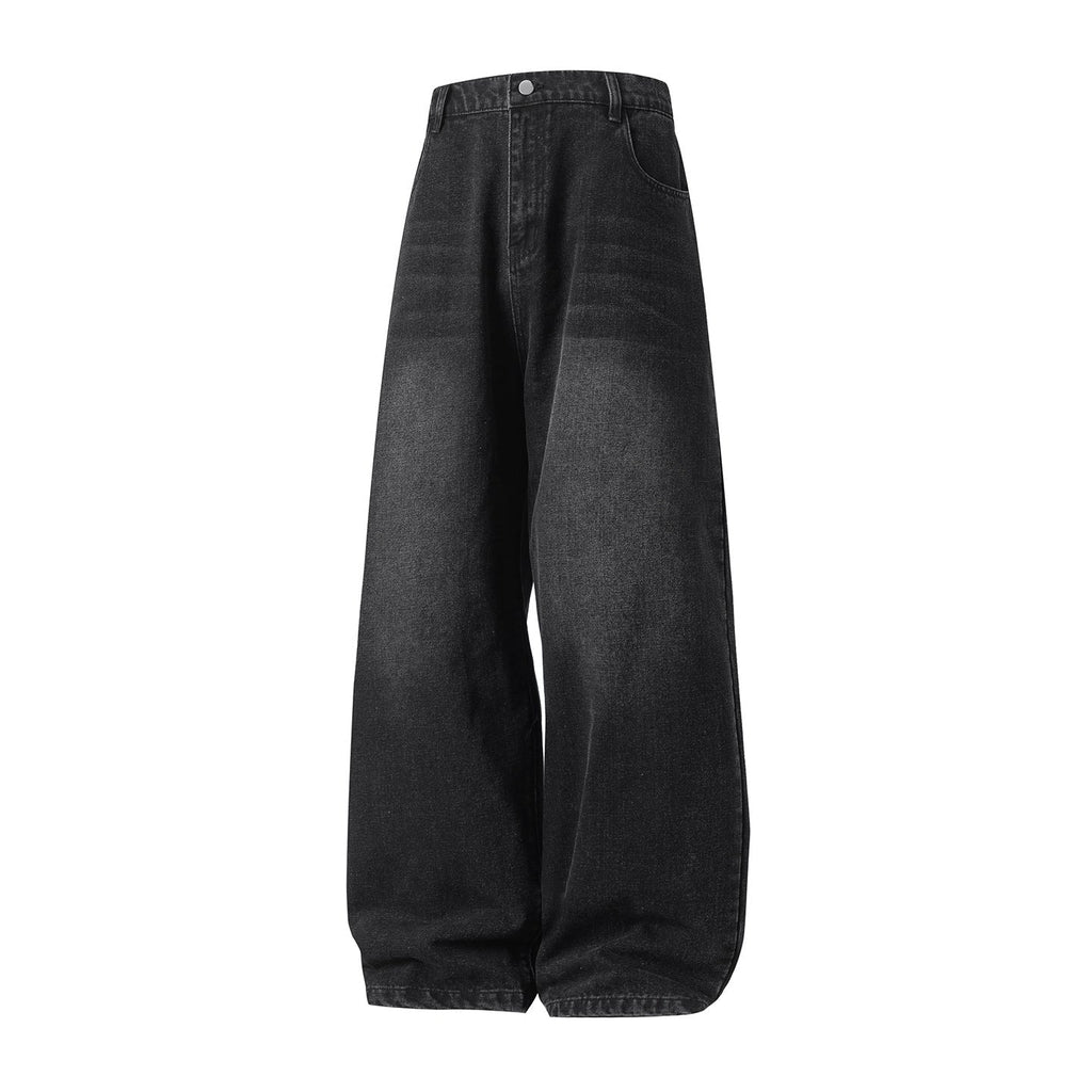Vintage Washed Distressed Straight Loose Jeans