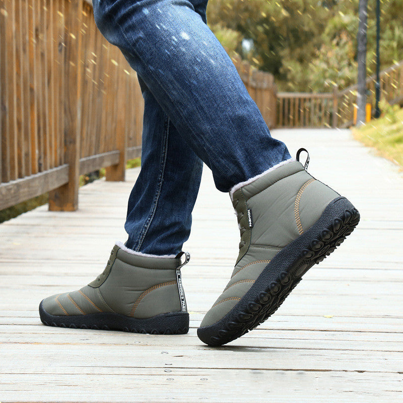 Winter High Top Lace Up Plus Velvet Cotton Shoes