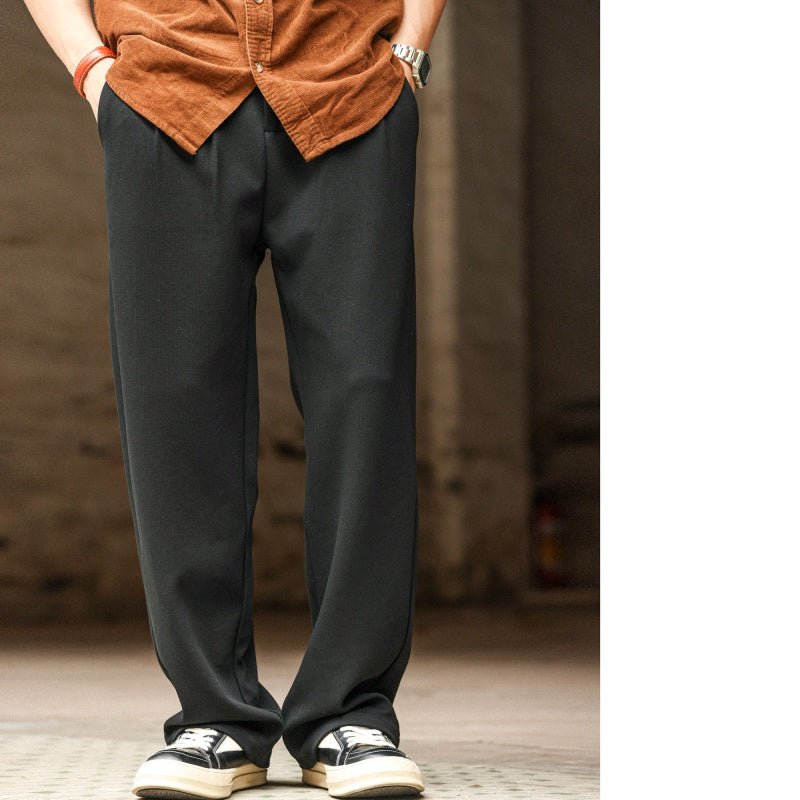 Casual Knit Fine Rib Men's Flannel Pants With Dropped Crotch