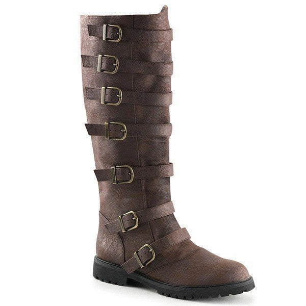 Low Heel Multiple Buckles High Leg Retro Boots